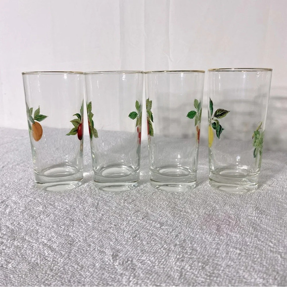 Vintage West Virginia Glass Fruit Tumblers W Gold Rim x4 - Picture 6 of 12